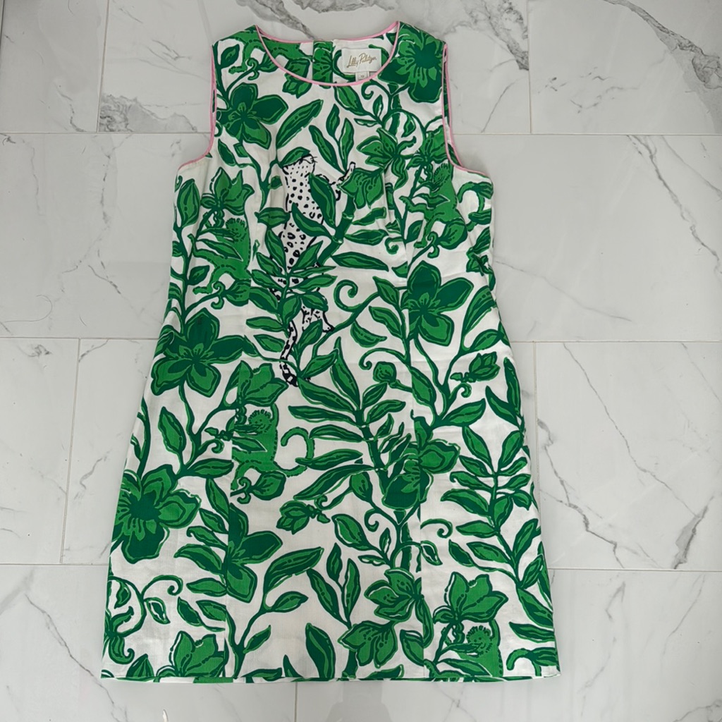 Lilly Pulitzer Mila Fiddle Leaf Print Crew Neck Sleeveless Shift Dress